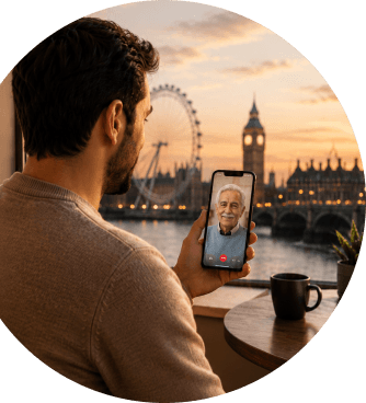 تماس تصویری فرزند با پدر از راه دور